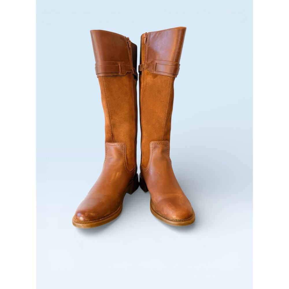 Clarks Maye Carly Women's Size US 7.5M Brown Leather Side Zip Knee High Boots.